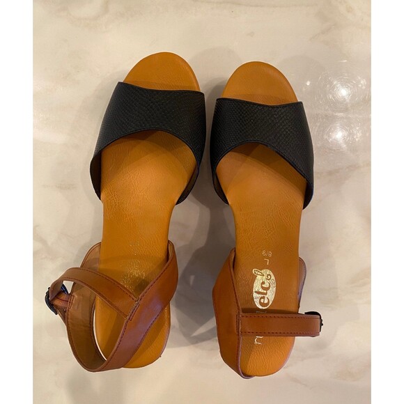 Rue 21 etc! Strappy Wedge 4 inch heel Black Sandals Size L 8/9 Stylish Chic Boho - Picture 2 of 10